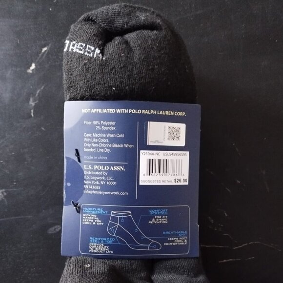 US Polo Assn men's casual comfort low cut 10 pairs black socks - Picture 3 of 3